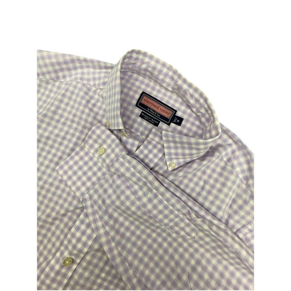 Vineyard Vines Mens Medium Pink Blue‎ Check Slim Murray Long Sleeve Button Down